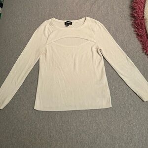 “Express” White Cut Out Long Sleeve